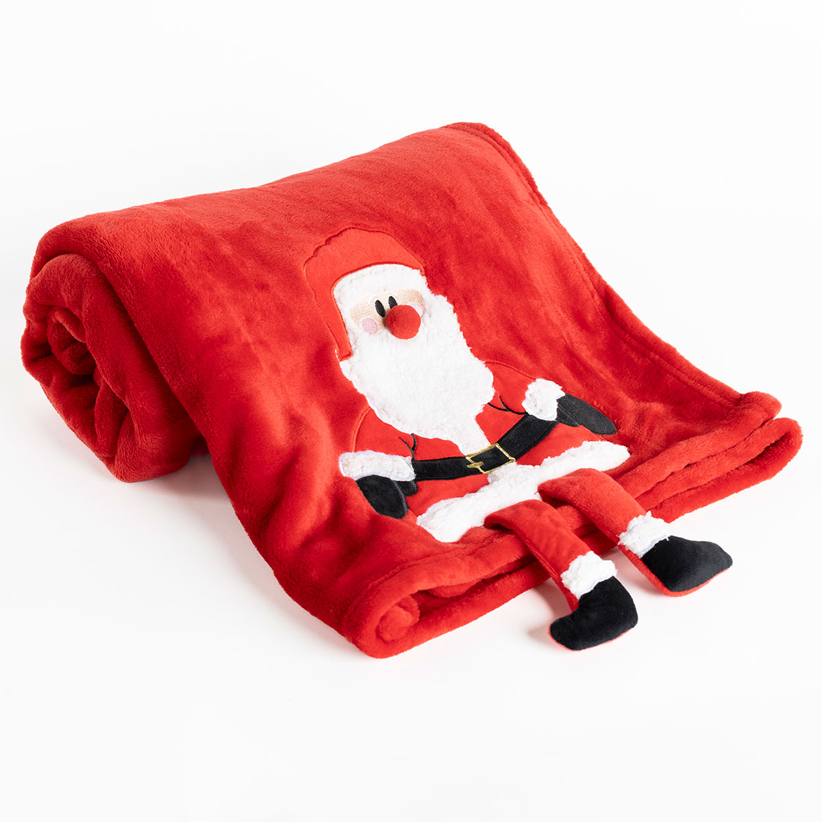 Manta vermelha com pai natal 125x150cm,  Manta vermelha com pai natal 125x150cm