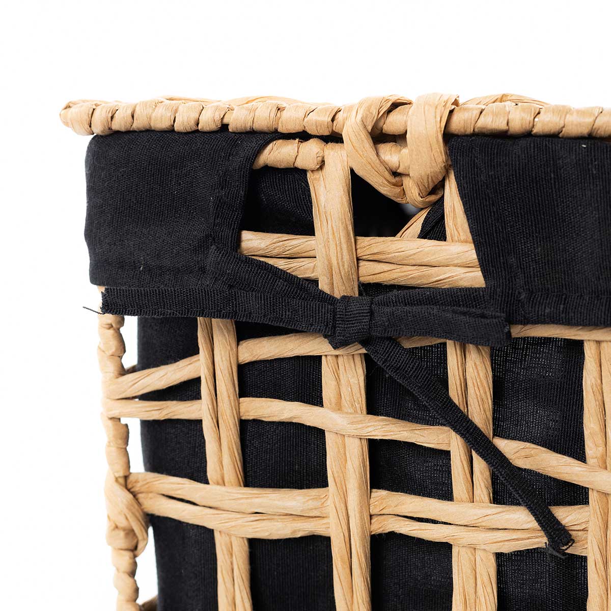 Cesto de roupa wc preto e bege 48cm