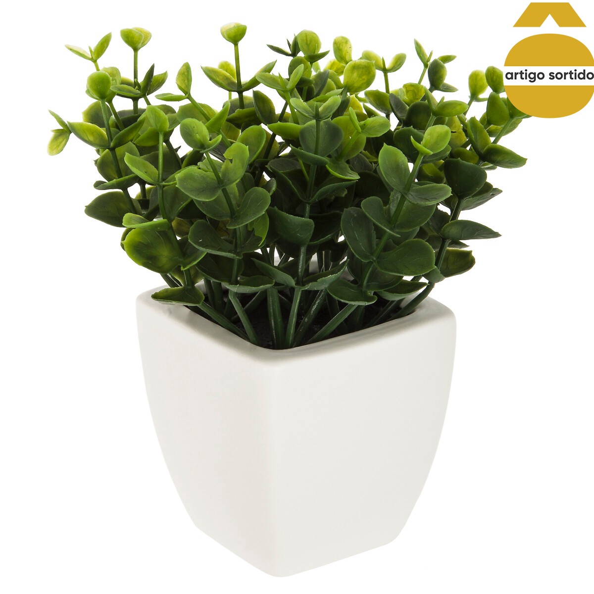 Vasinho de cerâmica com planta artificial verde