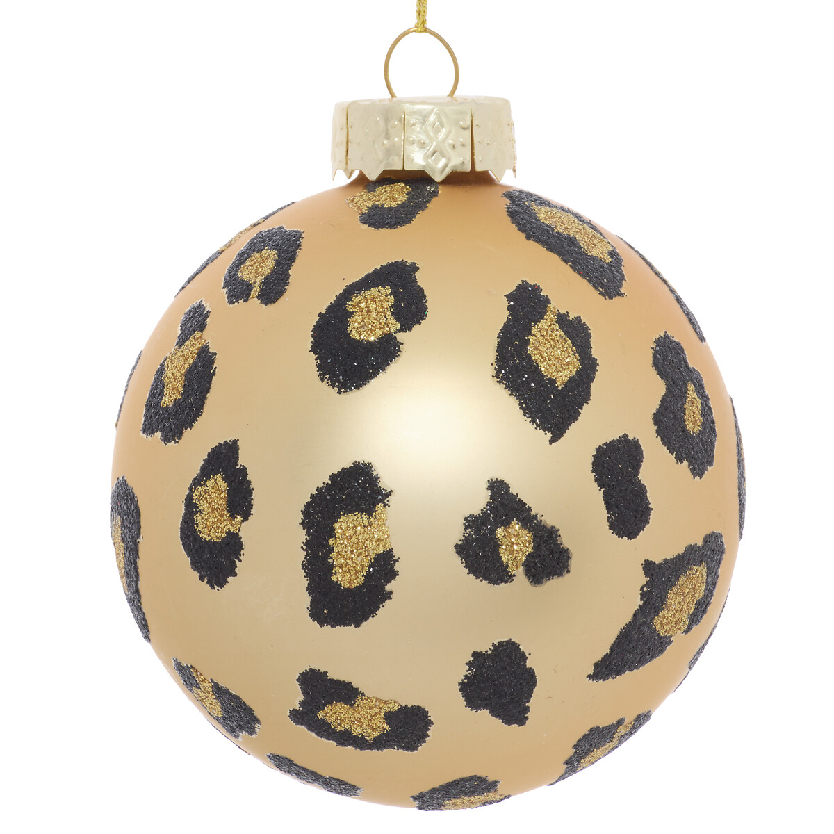 Bola de natal print leo dourado 8cm