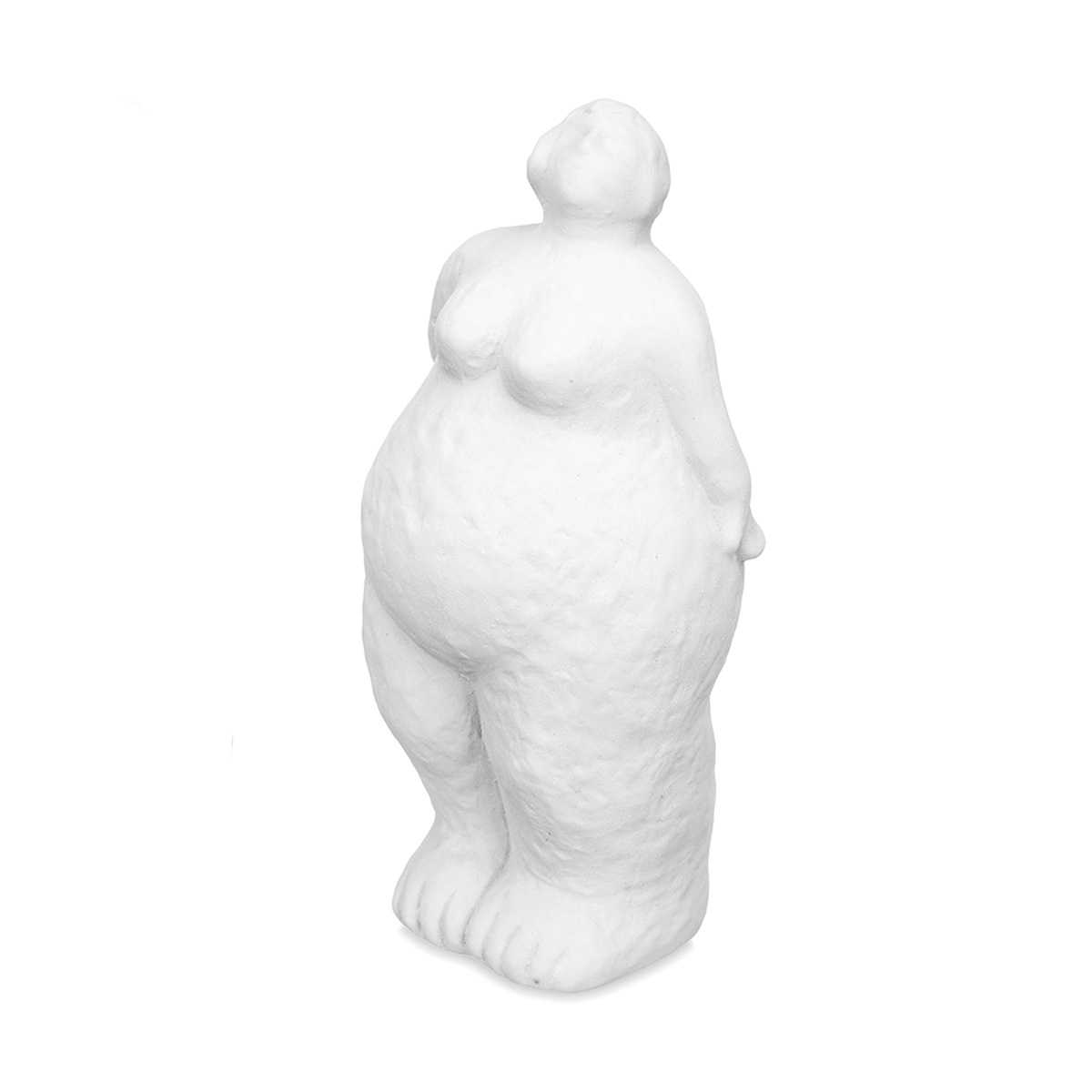 Est&aacute;tua figura de mulher em cer&acirc;mica branca 34cm