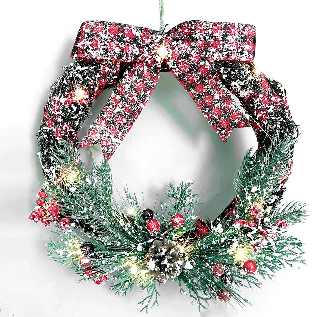 Coroa natalícia com neve 30cm