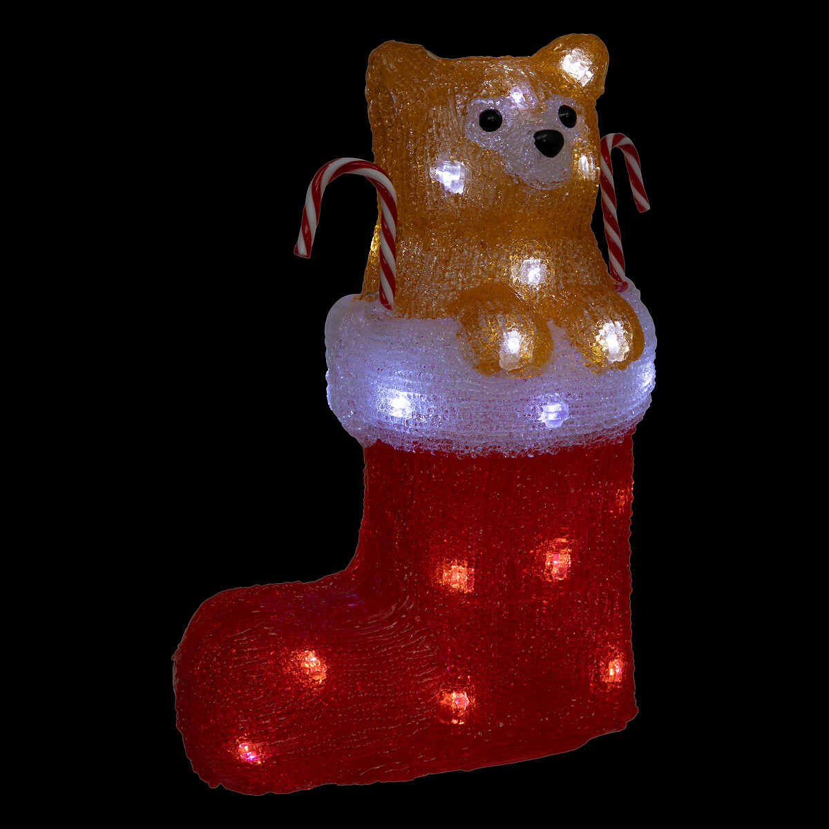 Bota de natal com gato luminosa com LED solar 30cm