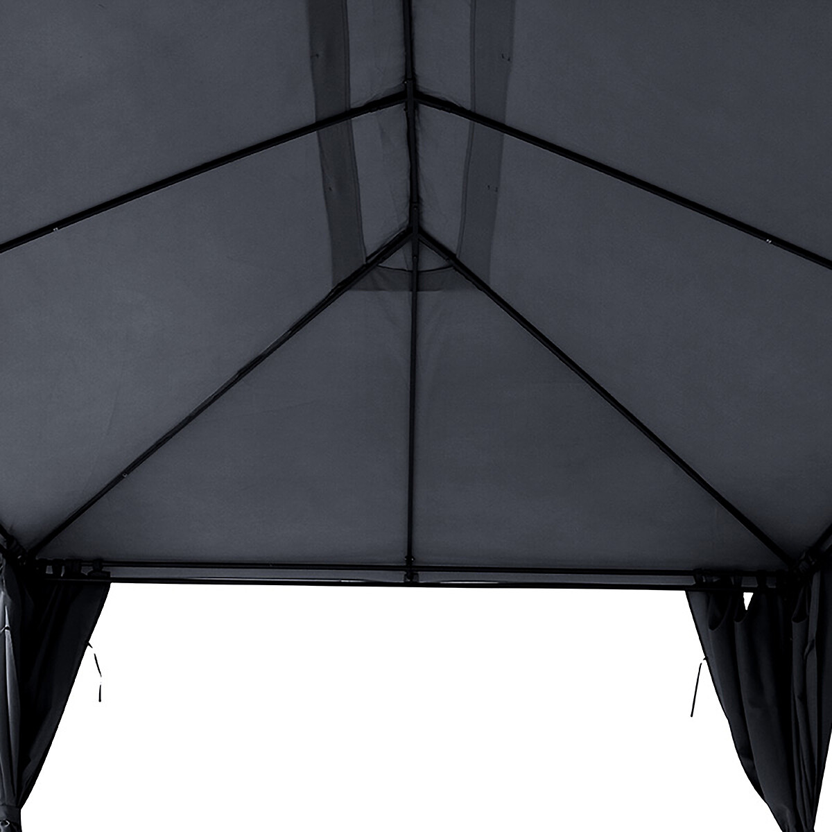 Pérgola SANTORINI cinza ardósia com cortinas 3x4m,  Pérgola SANTORINI cinza ardósia com cortinas 3x4m