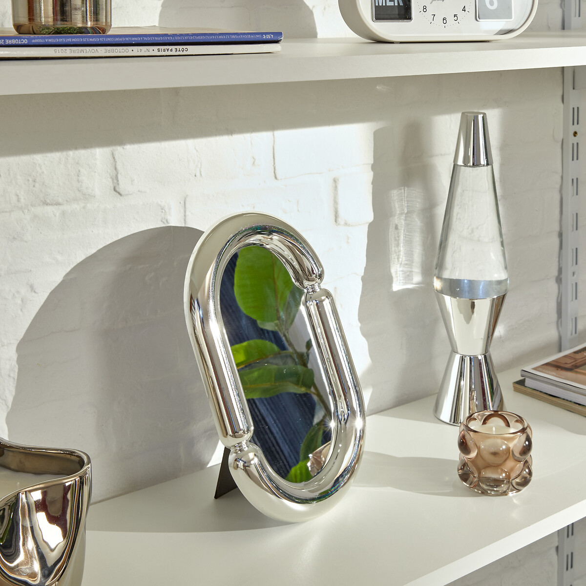 Espelho oval SKY prateado 30x19cm