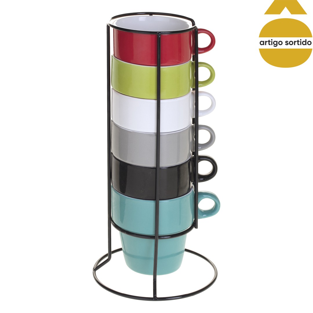 Conjunto de 6 chávenas coloridas