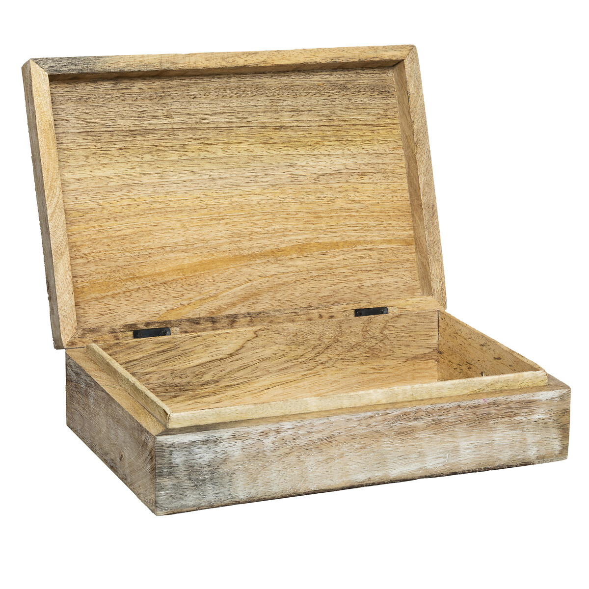 Caixa decorativa ritual bege em madeira mango 7,5x25cm