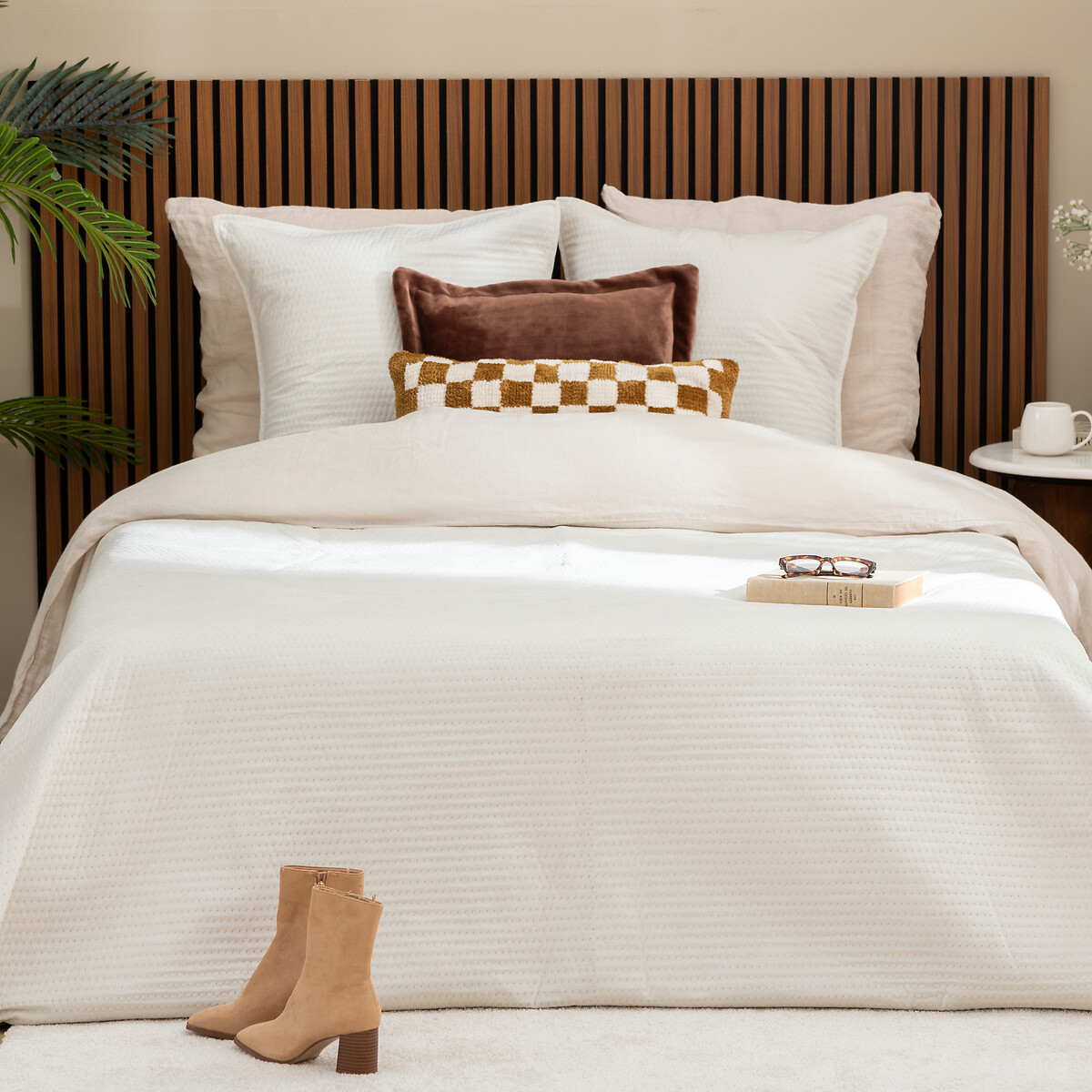 Colcha e 2 capas de almofada LILOU cru 240x260cm