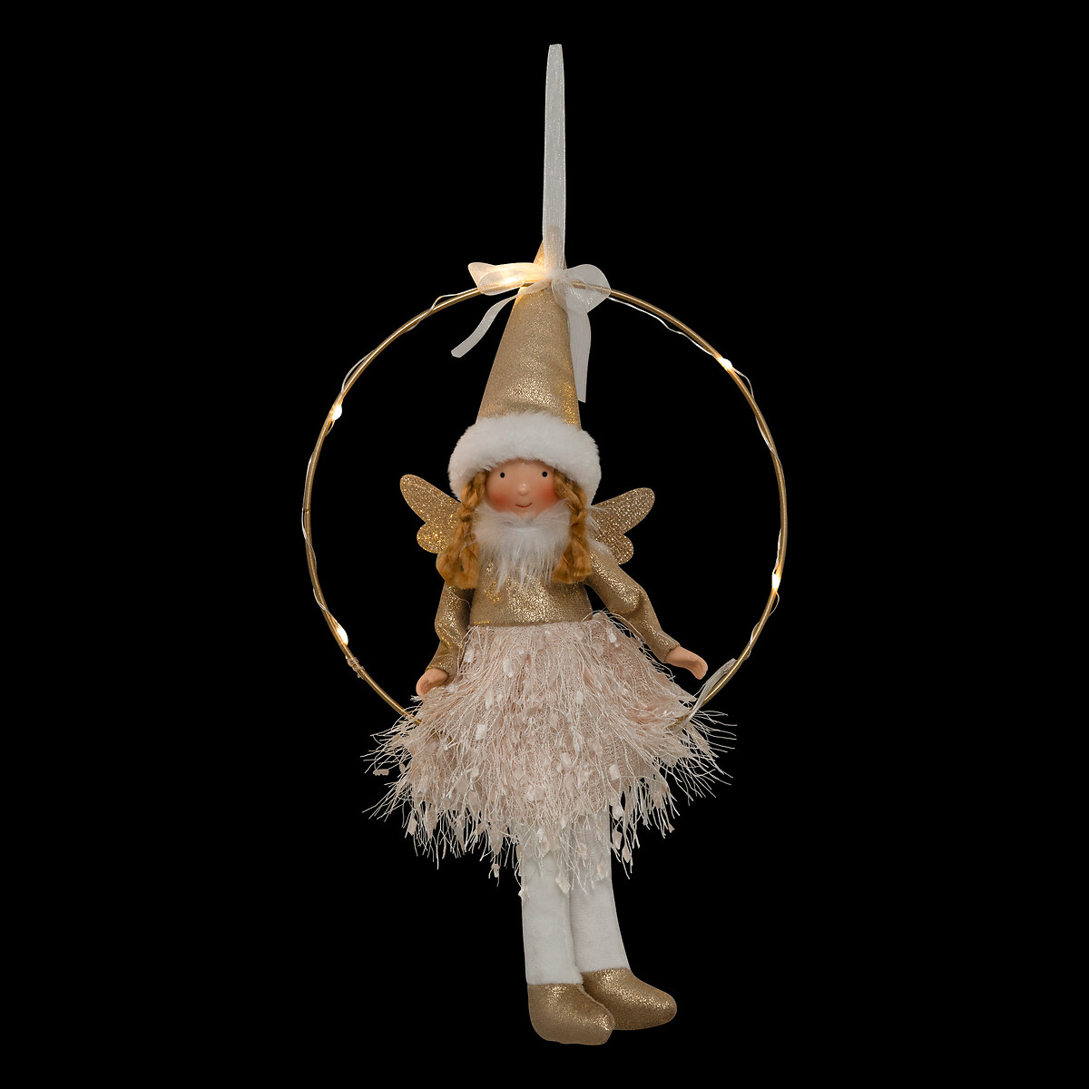 Figura de fada rose com gorro suspensa 32cm