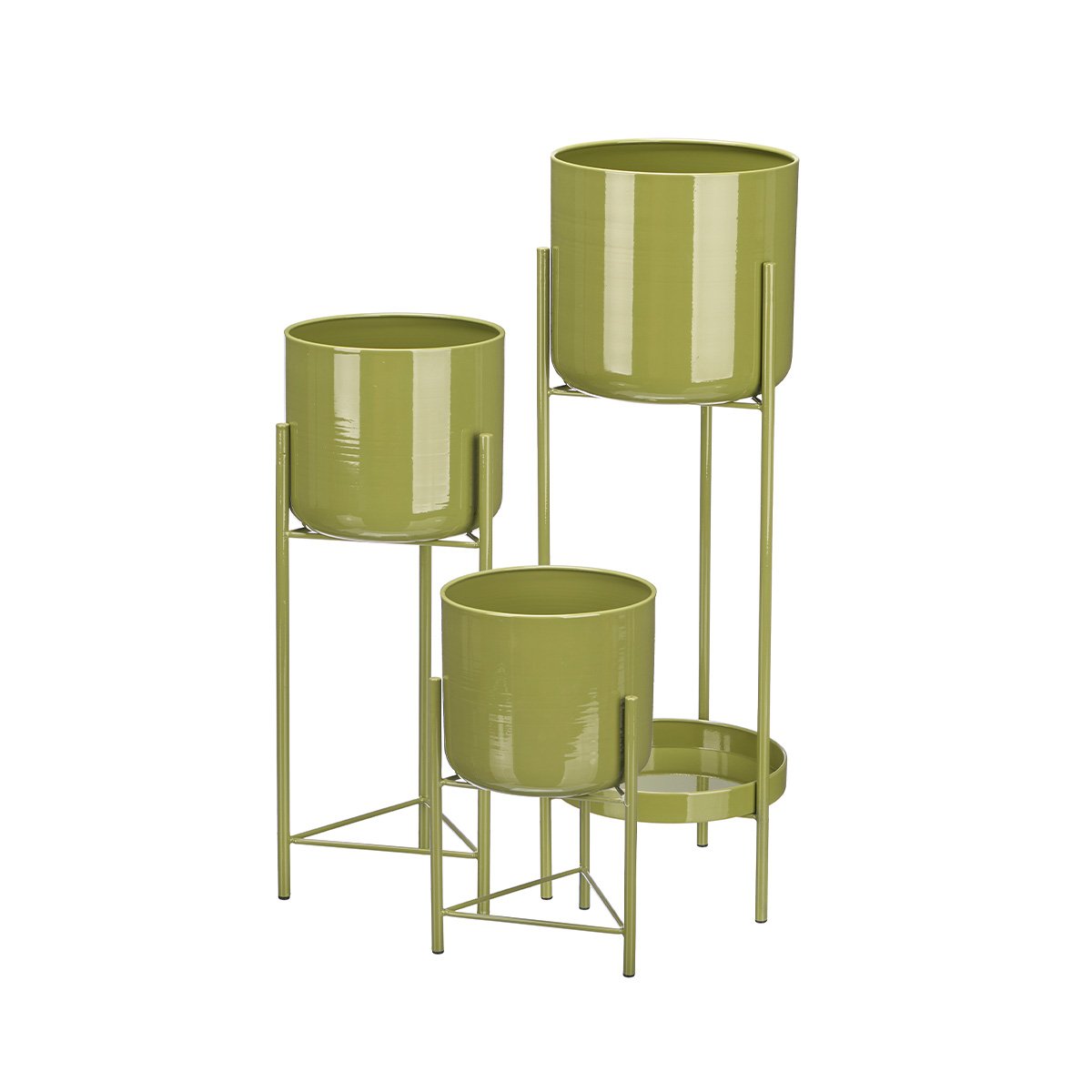 Vaseira verde em metal 17x45cm