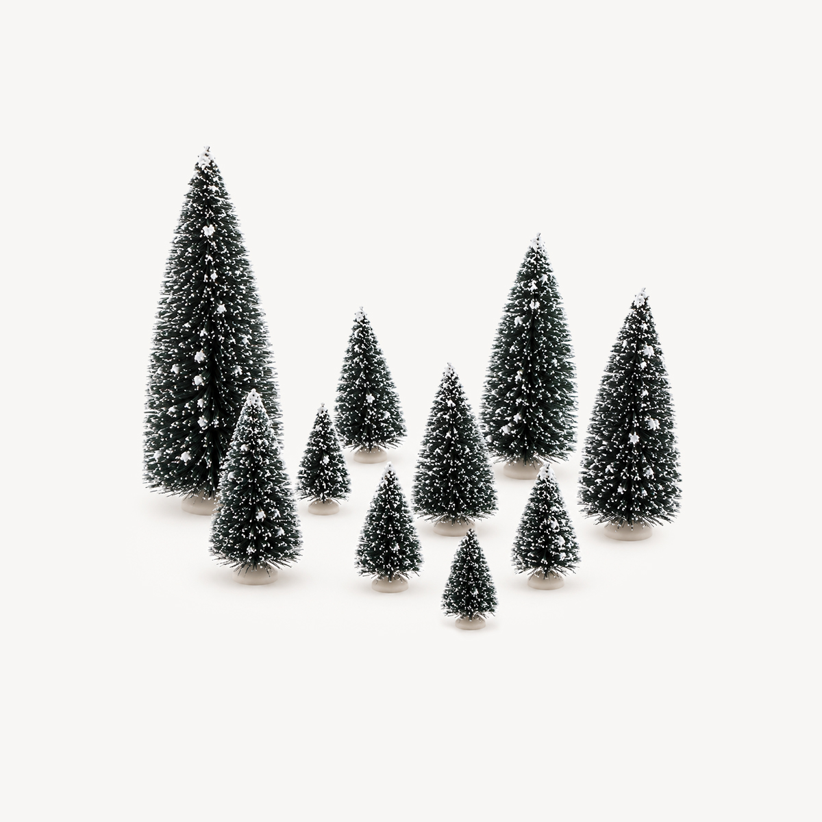 Conjunto de 10 &aacute;rvores decorativas efeito neve