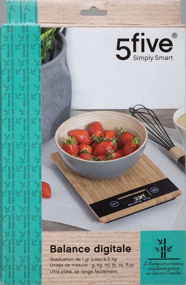 Balança de cozinha digital em bambu