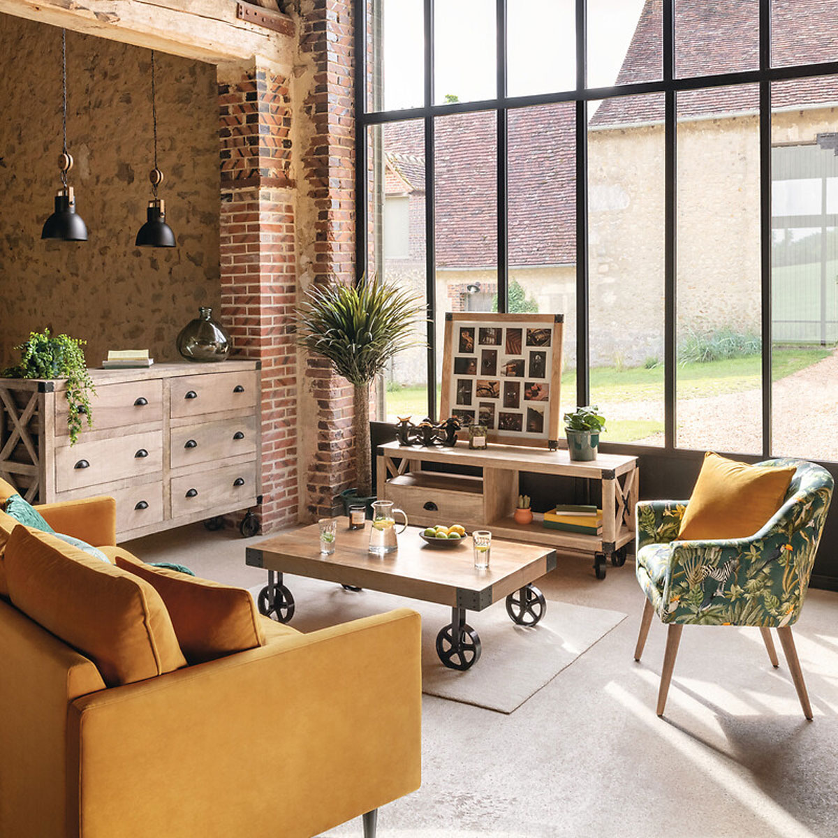 M&oacute;vel para tv com 1 gaveta SILAS bege em madeira mango