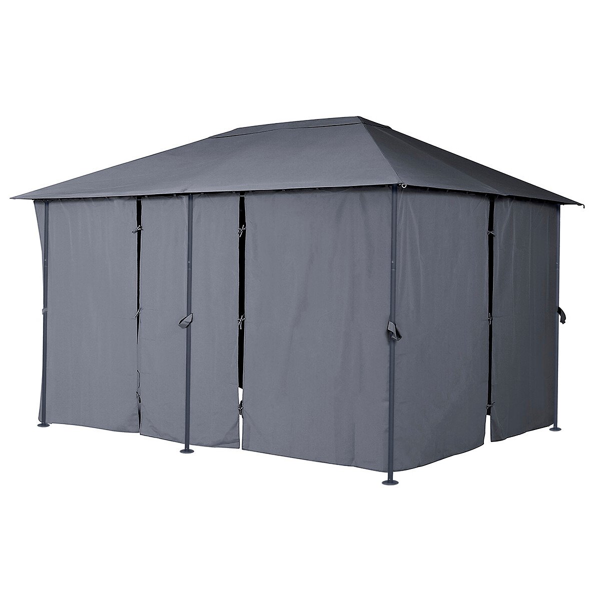 P&eacute;rgola SANTORINI cinza ard&oacute;sia com cortinas 3x4m