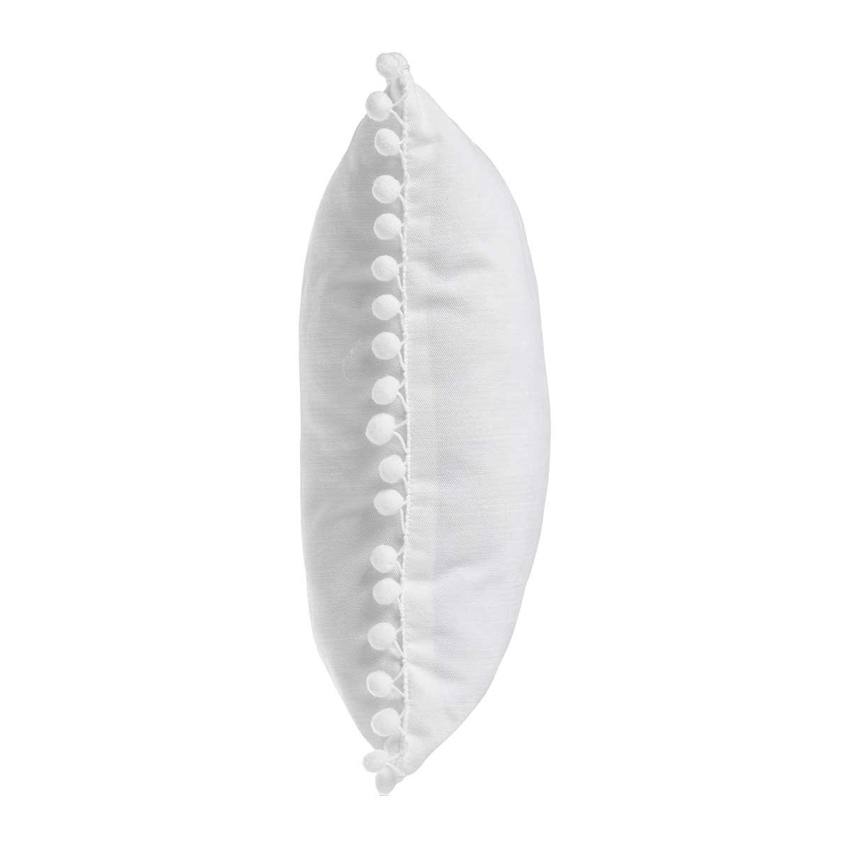 Almofada branca com pompons 40x40cm