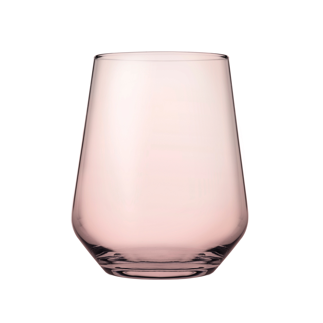 Copo de vidro sem p&eacute; rosa