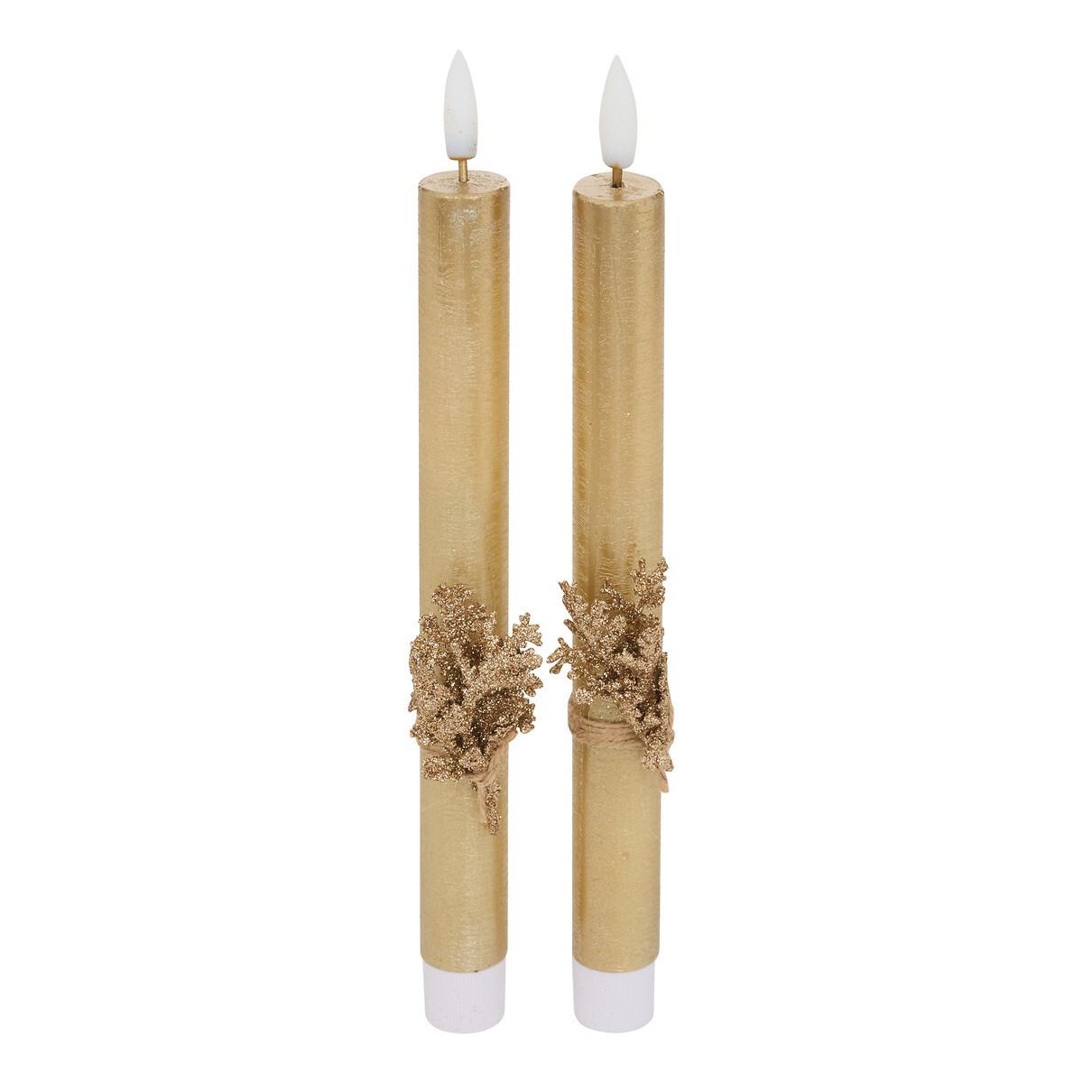 Conj. de 2 velas dourado com led