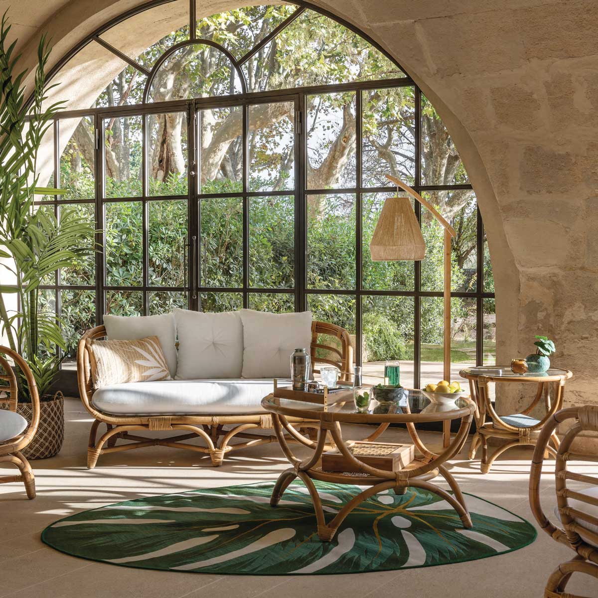 Candeeiro de ch&atilde;o arcado PALM COCKTAIL 158cm