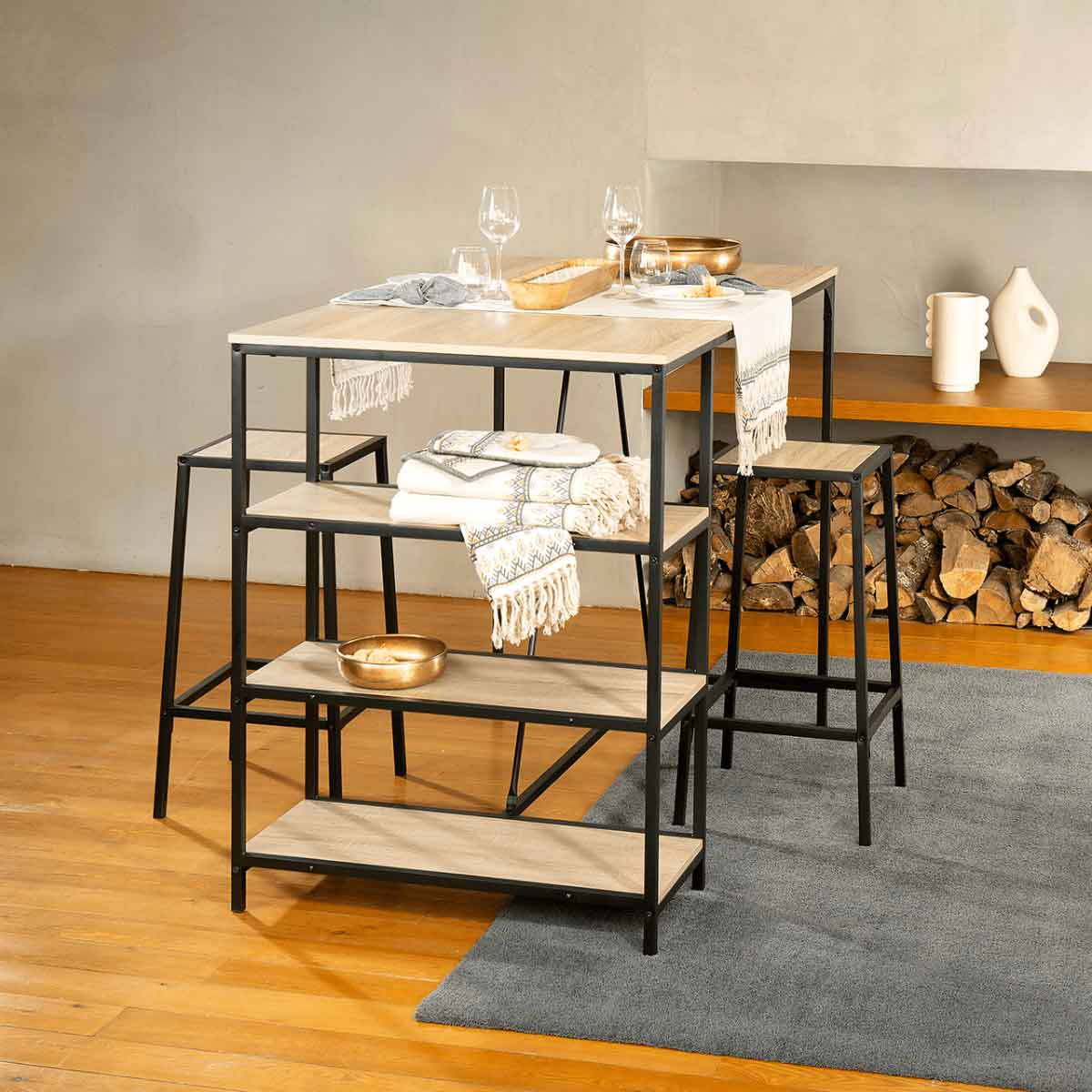 Conjunto de 2 bancos de bar ALIAJ preto