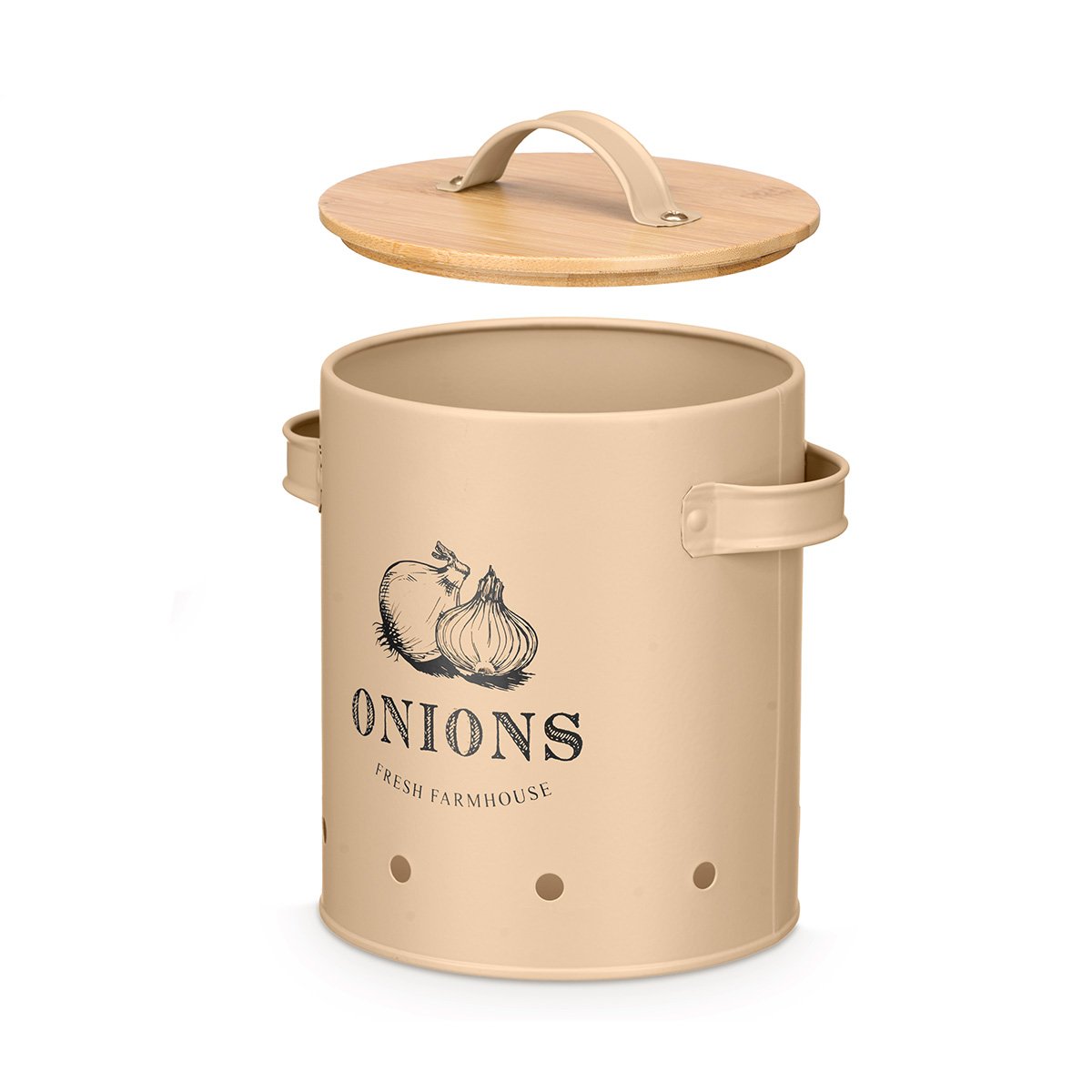 Lata bege para cebolas
