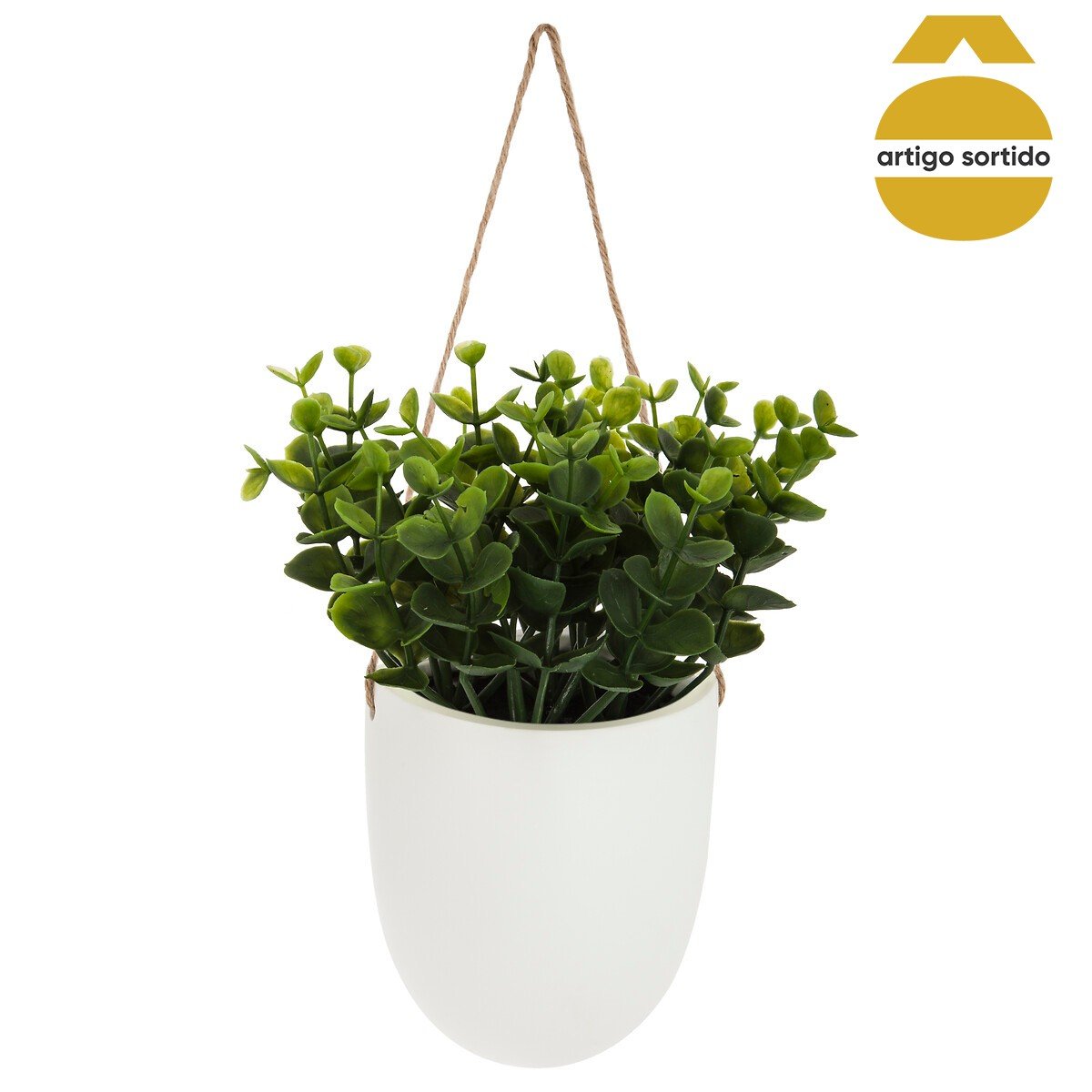 Vaso de cer&acirc;mica suspenso com planta