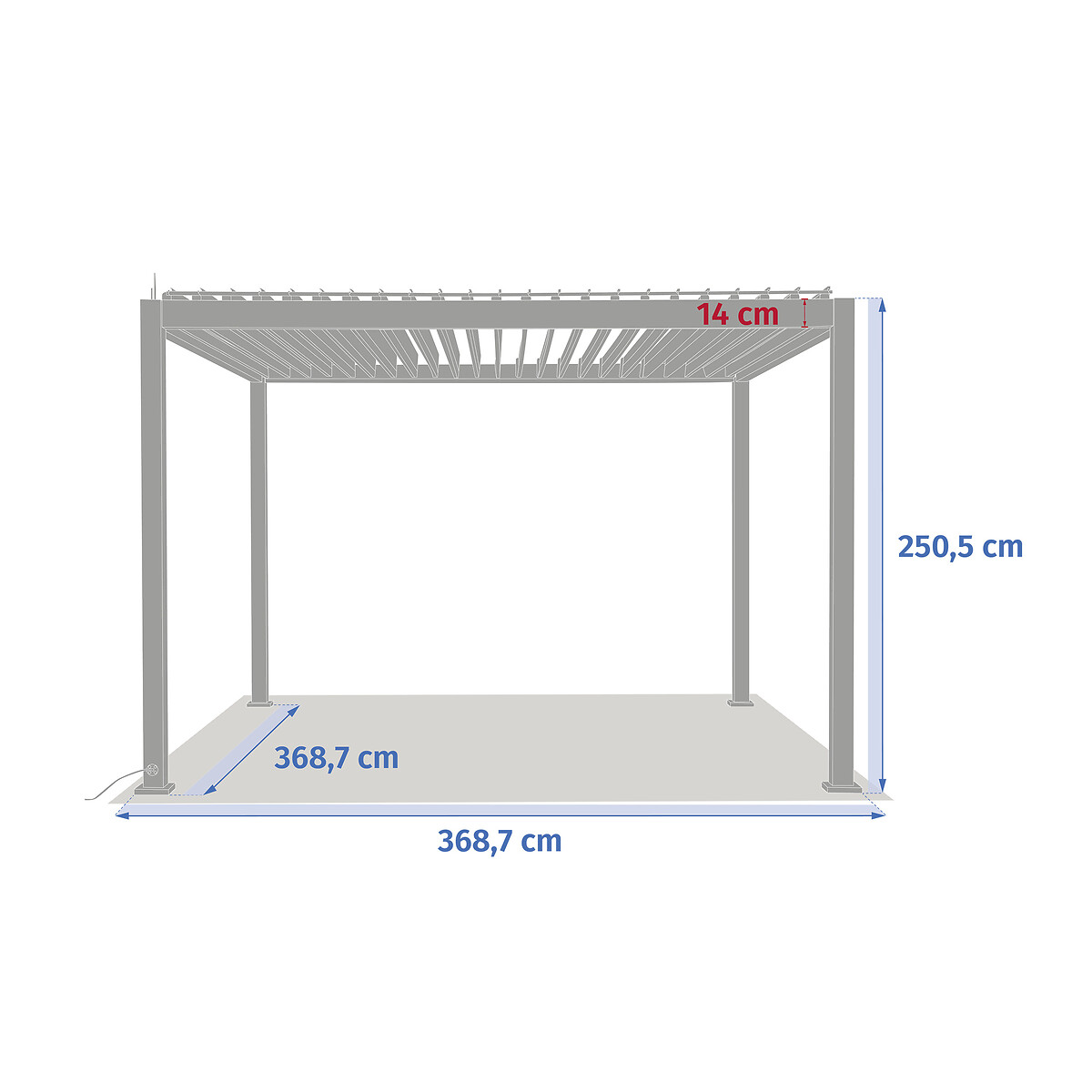 P&eacute;rgola el&eacute;trica EVORA branco 3,6x3,6cm
