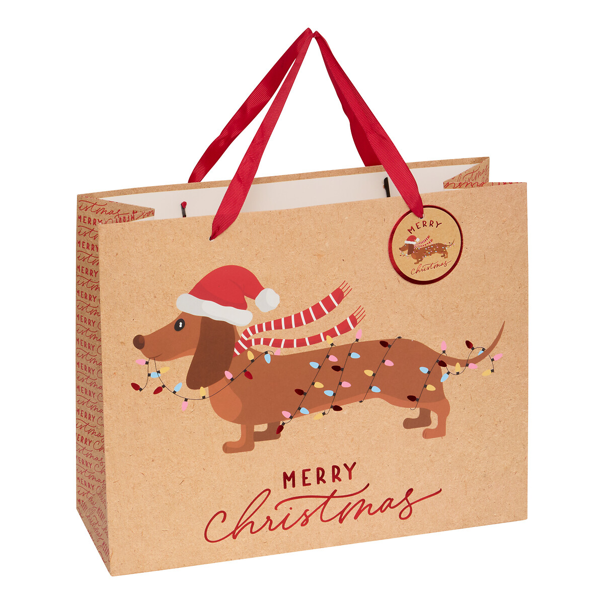 Saco oferta com c&atilde;o natalicio 26x12x32cm