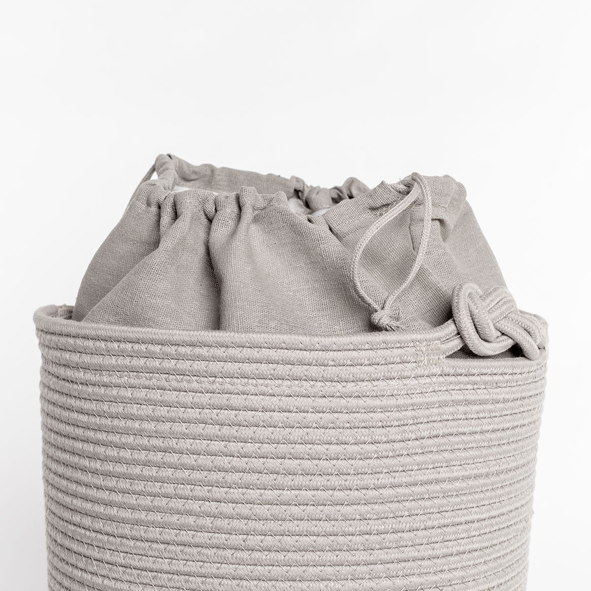Cesto de roupa wc bege em algod&atilde;o 33x45cm