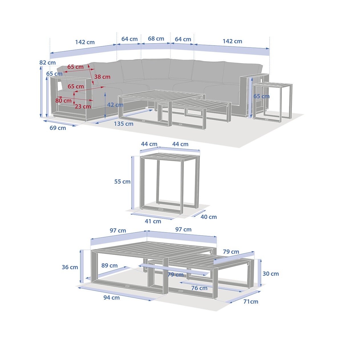 Conjunto de angulo ALLURE avoine lin 5 lugares,  Conjunto de angulo ALLURE avoine lin 5 lugares