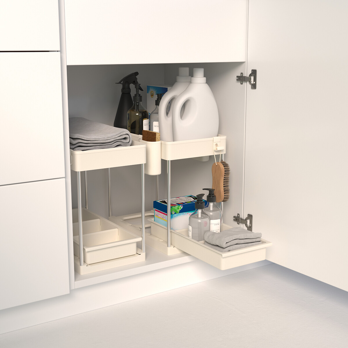 Organizador para arm&aacute;rio bege com 2 n&iacute;veis 34cm