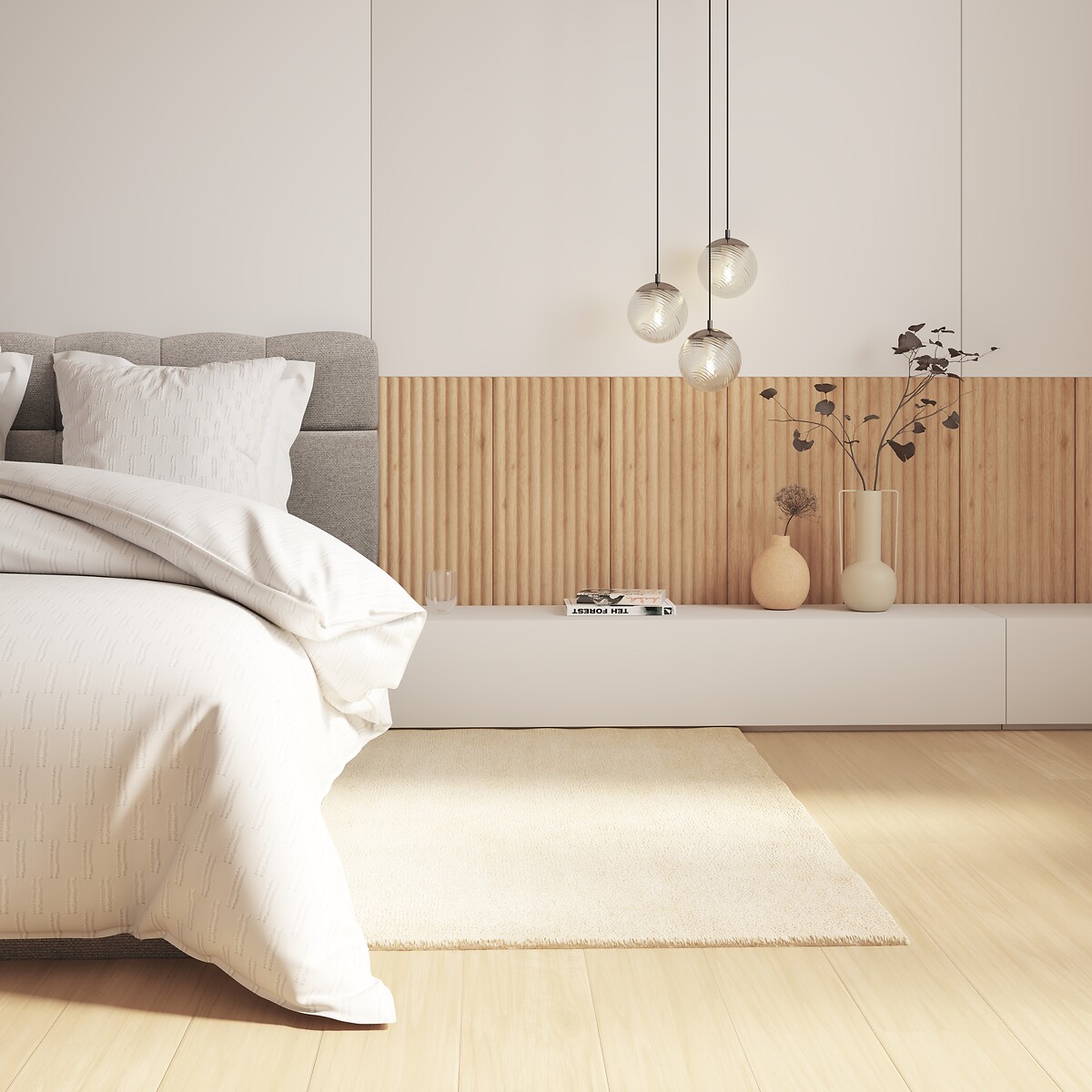 Conjunto de 2 pain&eacute;is decorativos ALCOV bege 60cm