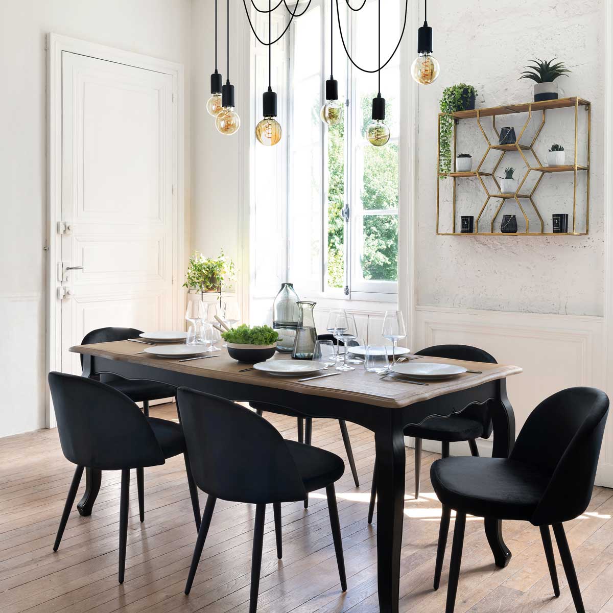 Candeeiro de teto FIL preto em metal