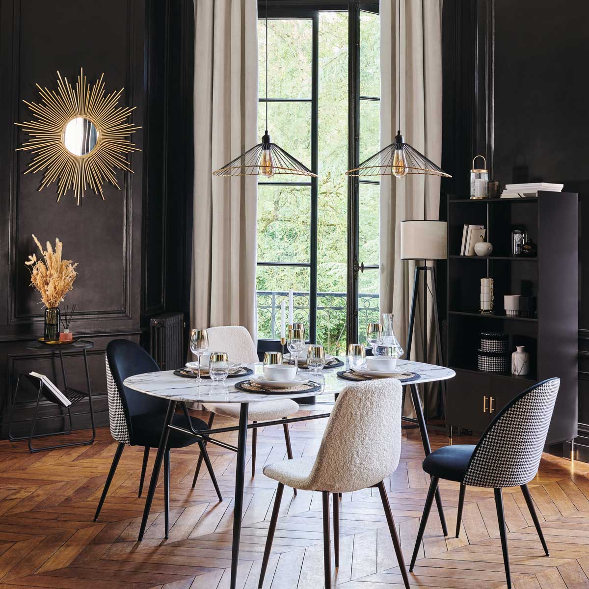 Estante TEDY preta em mdf e metal 170cm