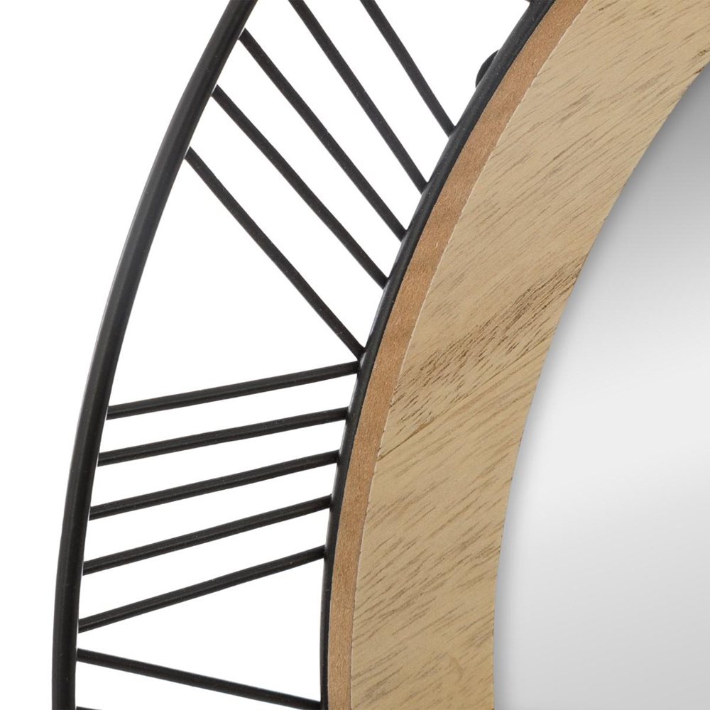 Espelho redondo decorativo ARCHI em metal e madeira 45cm