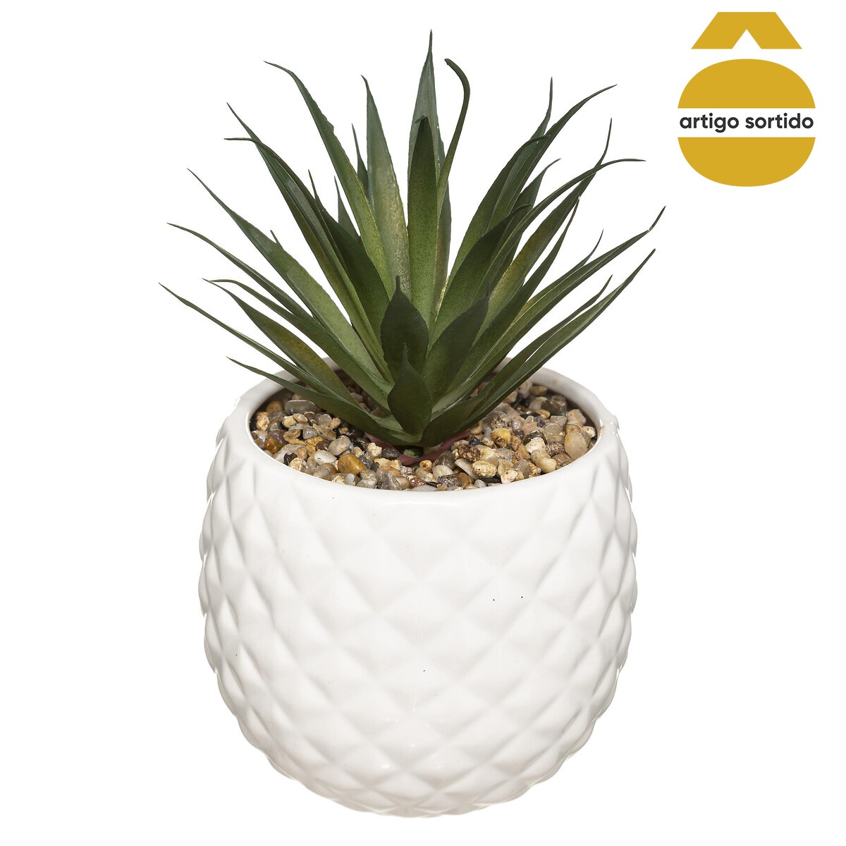 Vaso ananás com planta artificial 18cm