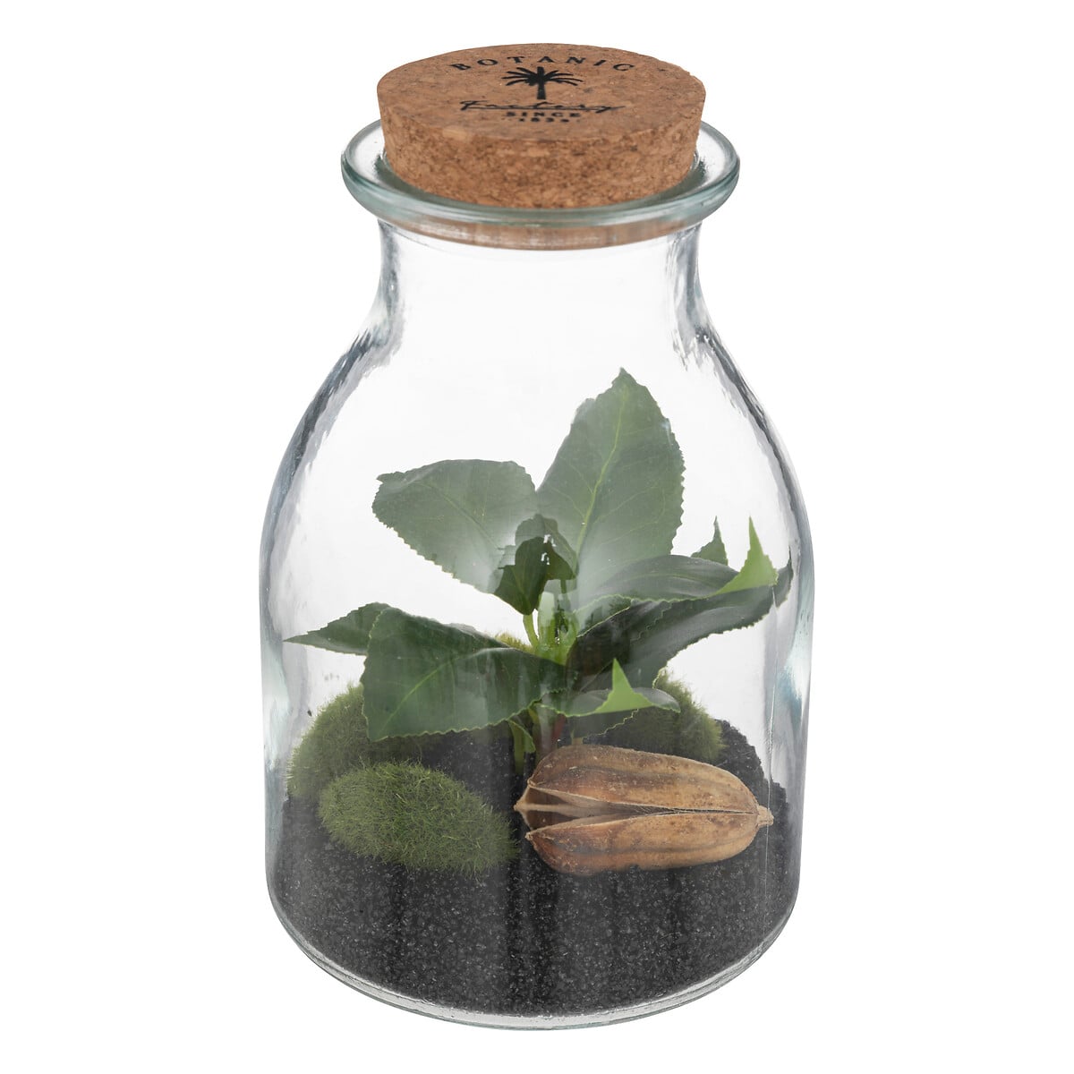 Jarra de vidro com plantas artificiais CARAVANE