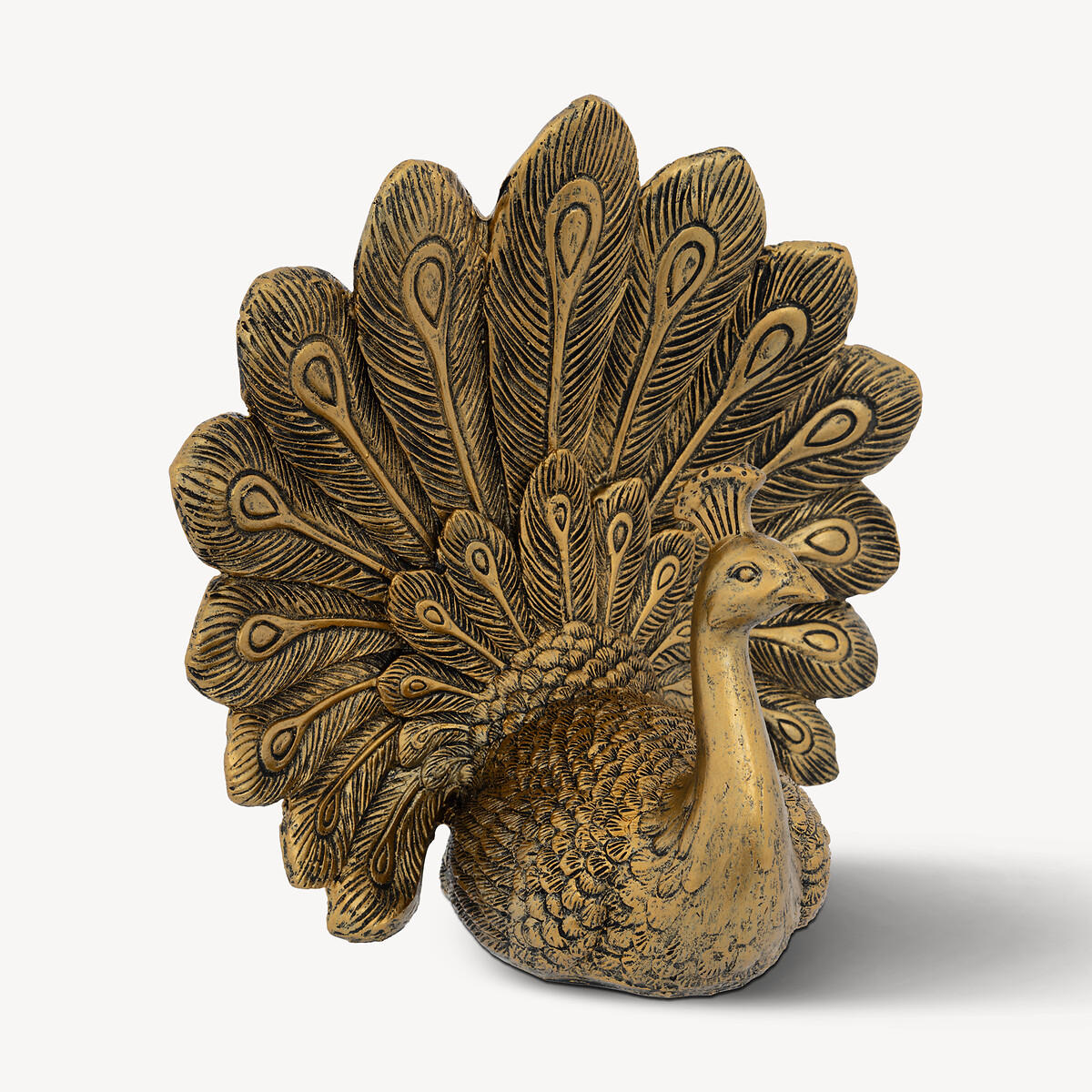 Est&aacute;tua pav&atilde;o WILD ROMANCE dourada 27cm