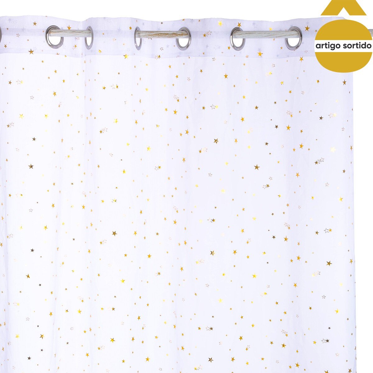 Cortina com estrelas douradas 140x250cm,  Cortina com estrelas douradas 140x250cm