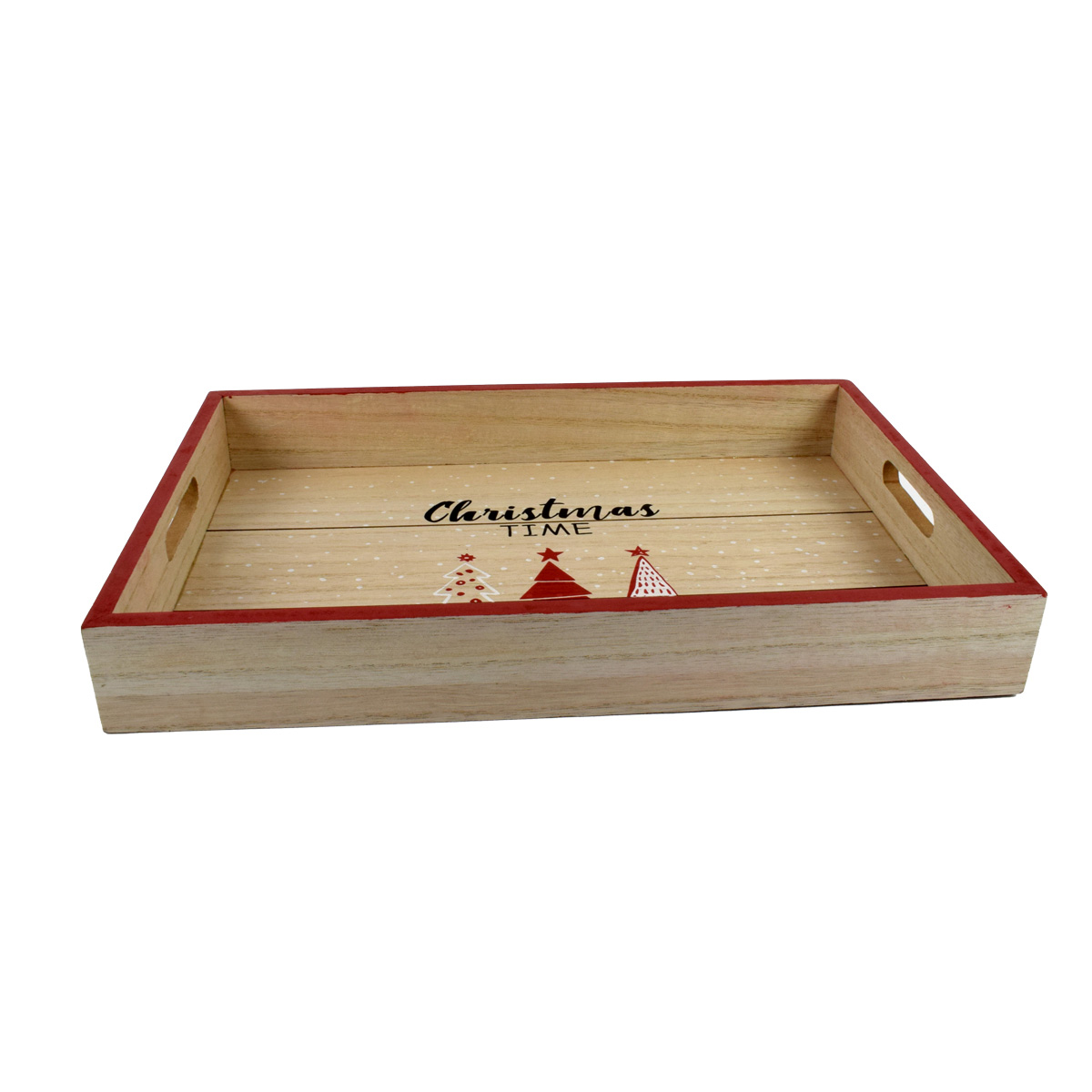 Tabuleiro Com Decora&ccedil;&atilde;o De Natal Em Madeira 25x38cm