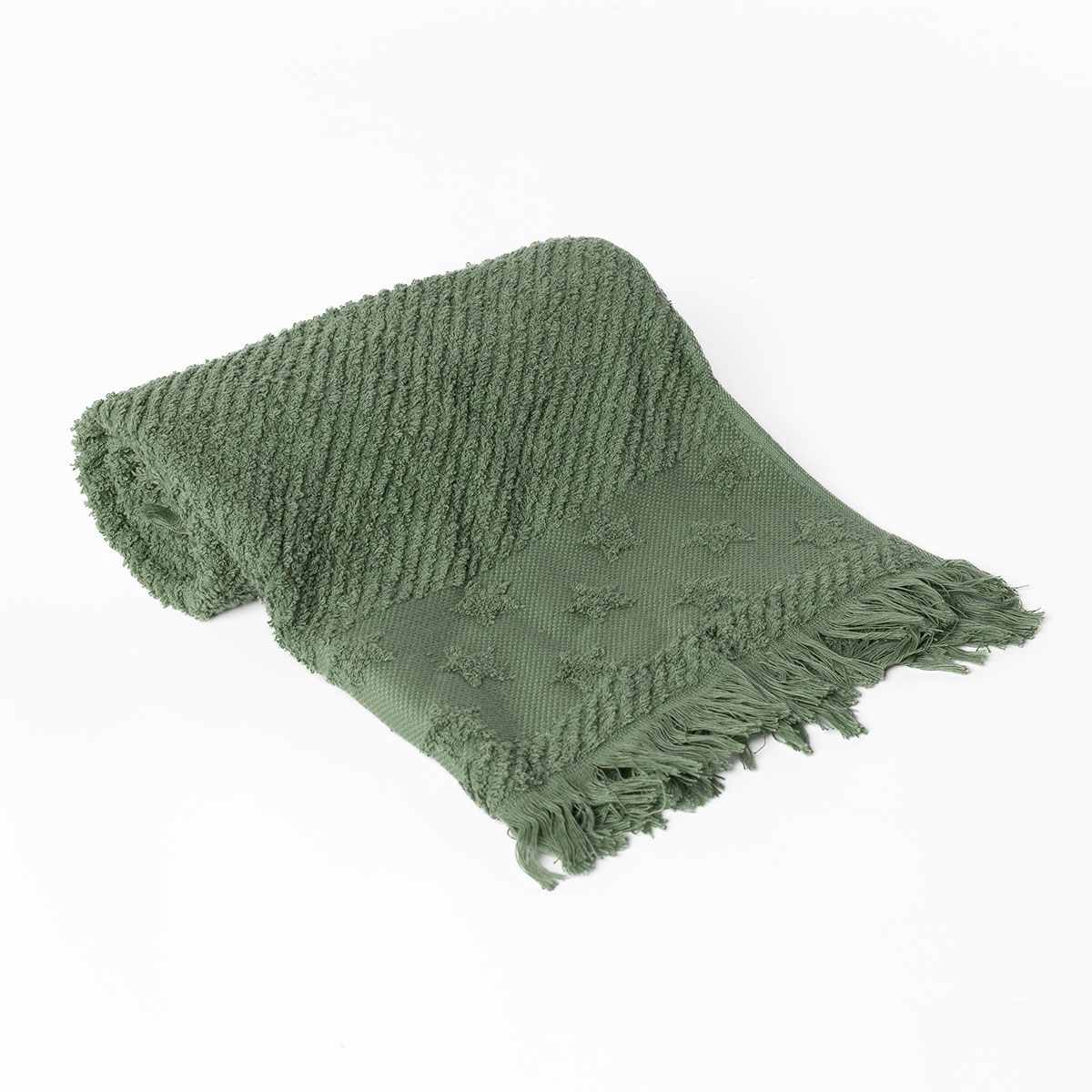 Toalha de m&atilde;os verde com estrelas 50x90cm