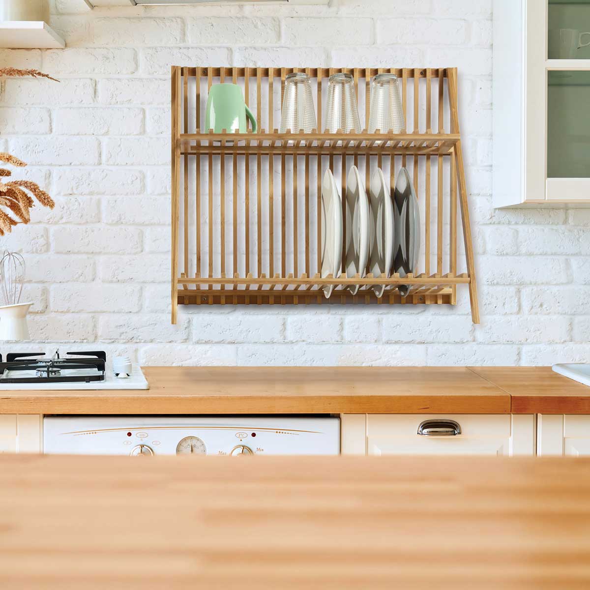 Estante de 2 n&iacute;veis em bambu