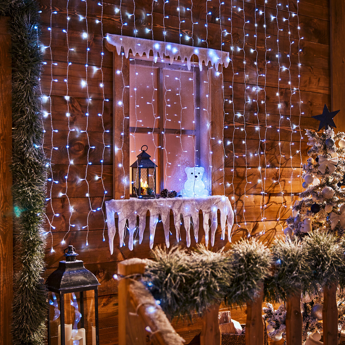 Cortina luminosa de natal branco frio 400 leds