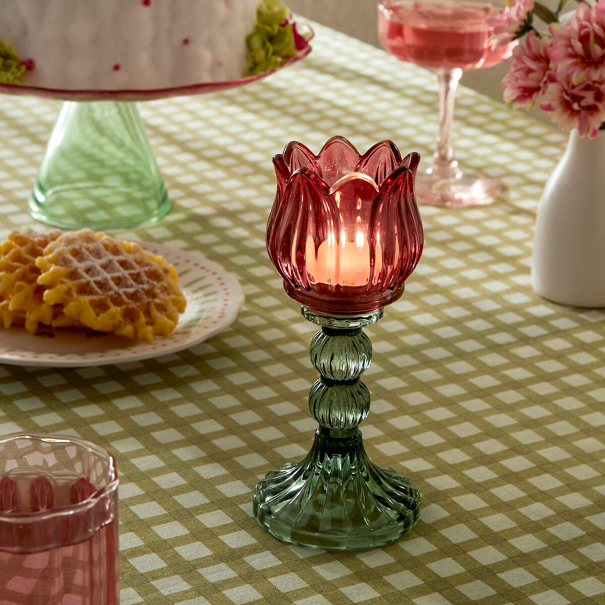 Casti&ccedil;al FLEUR DE ROSE em vidro 17cm