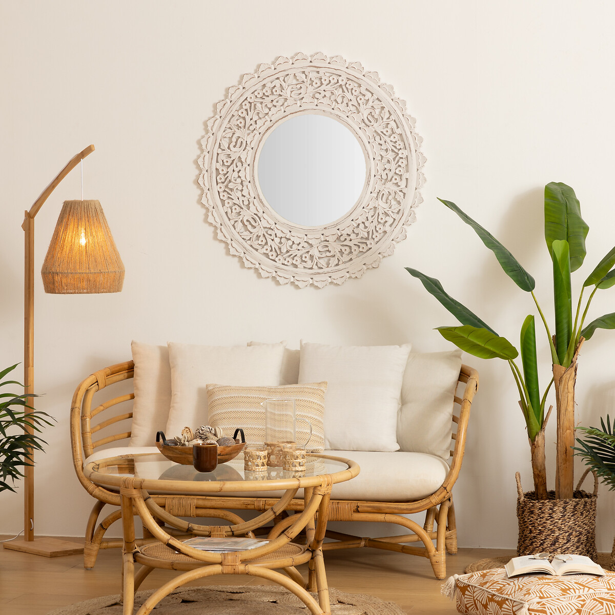 Espelho de parede branco ritual 90cm