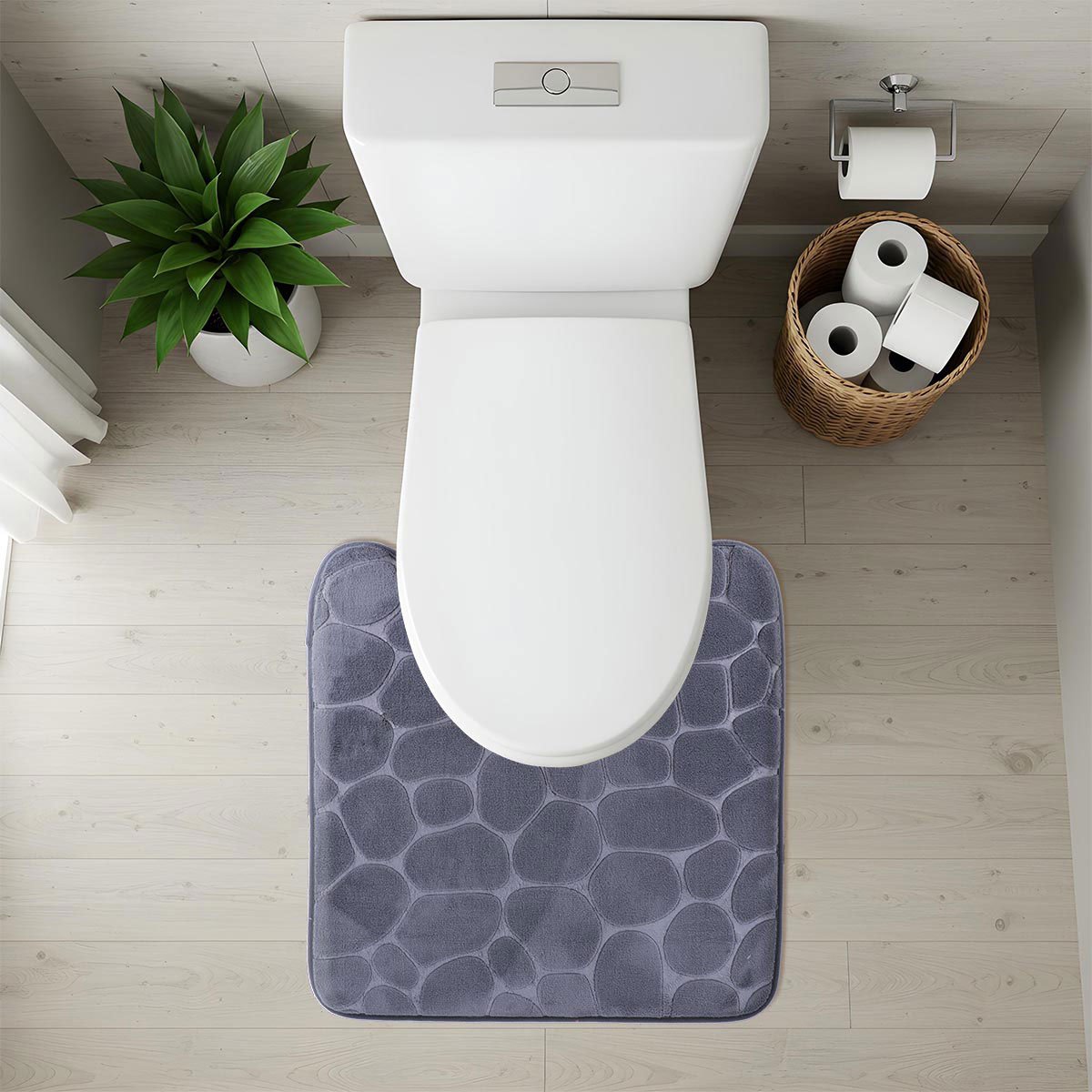 Tapete wc cinza escuro com contorno