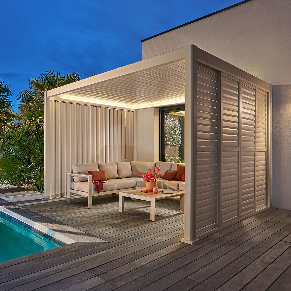P&eacute;rgola el&eacute;trica EVORA argile 4x3cm