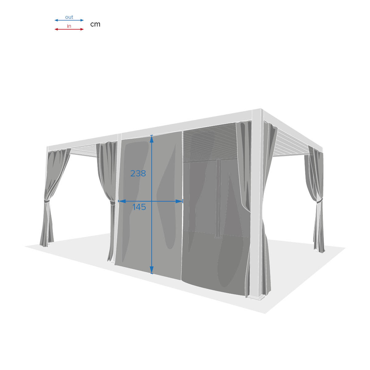 Cortinas e mosquiteiras para p&eacute;rgola &Eacute;VORA branco 3,6x6m