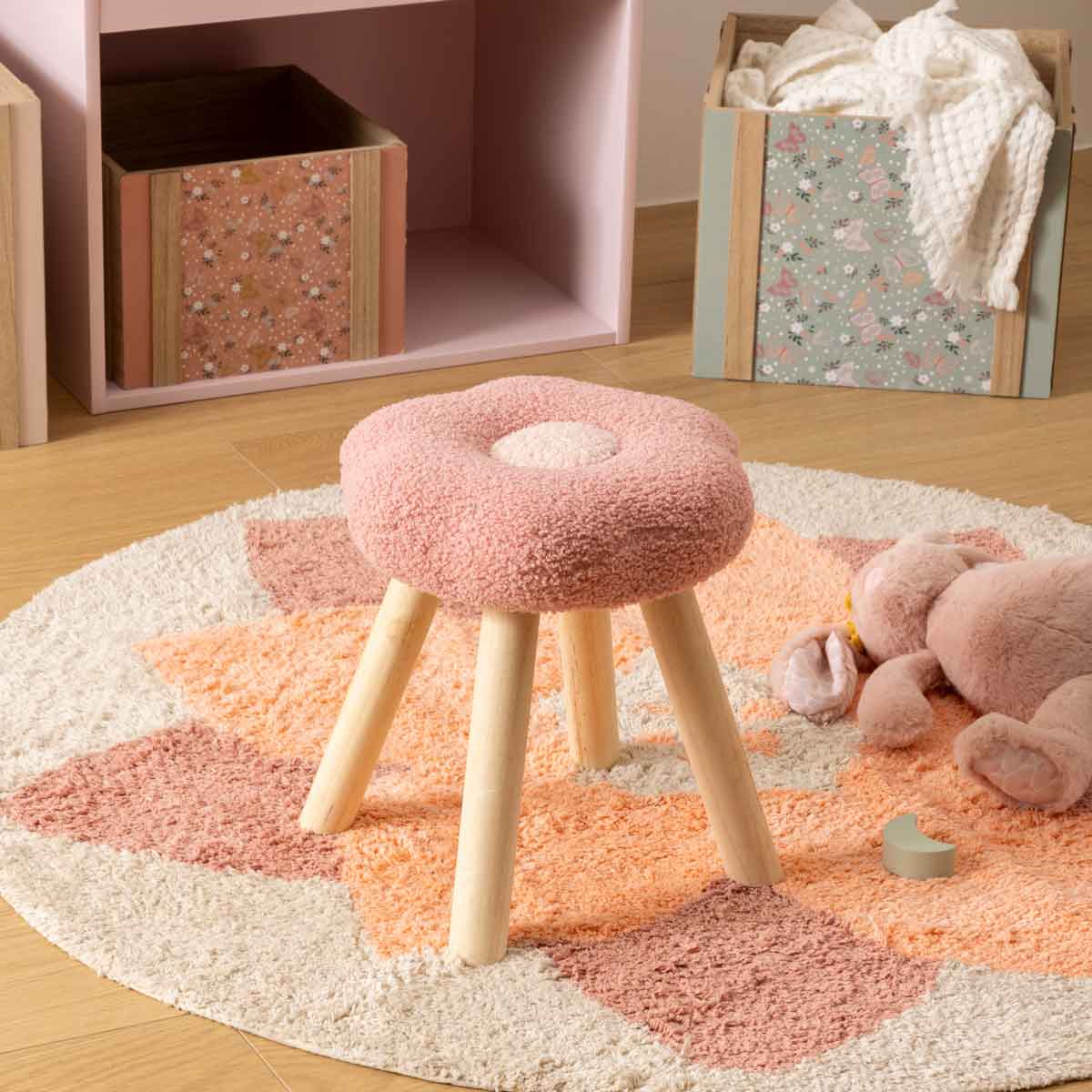 Banco em forma de flor WILD FOREST rosa de pelo 26cm