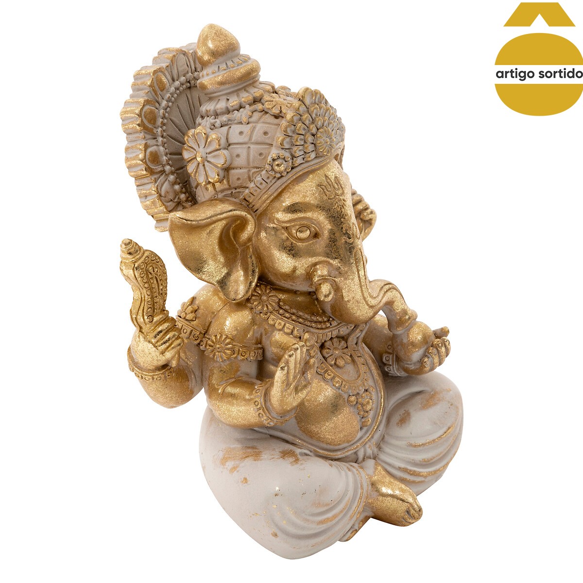 Estatueta decorativa GANESH SHANTI 13cm dourada