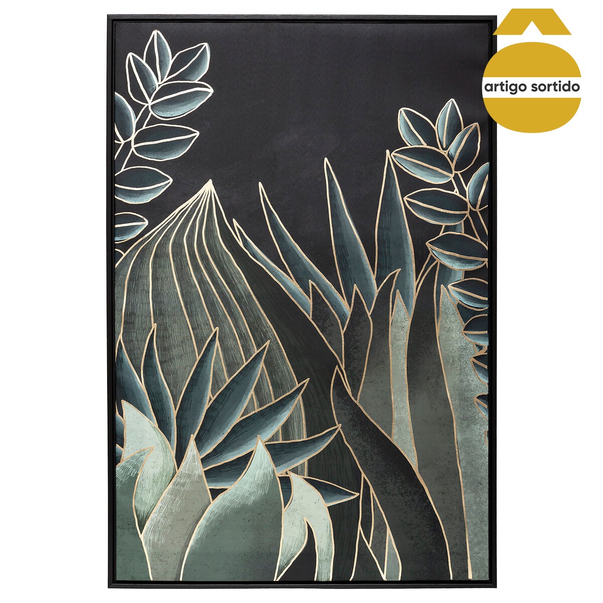 Quadro decorativo folhas selva 90x60cm
